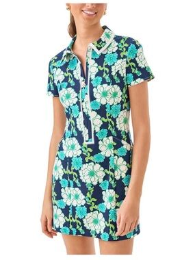 Lilly Pulitzer Kathy Short Sleeve Dress in Low Tide Navy Go Big Golf, Size 8